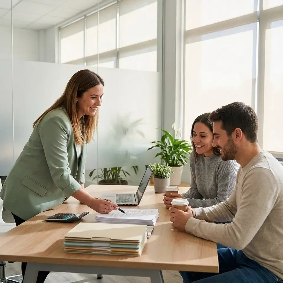 A Greenlight Mortgage professional providing personalized guidance to a young couple.