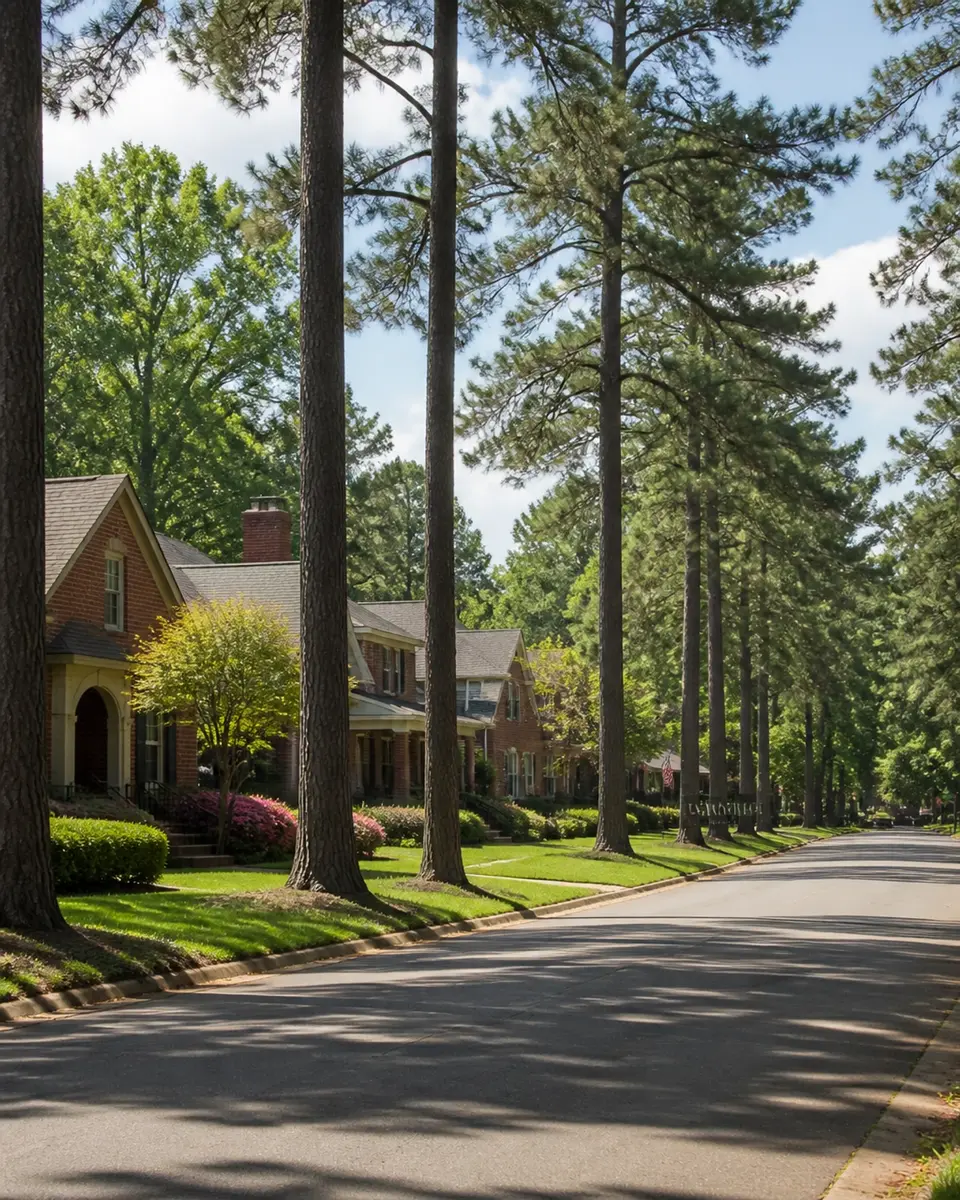 Tree-lined street in a Longview neighborhood