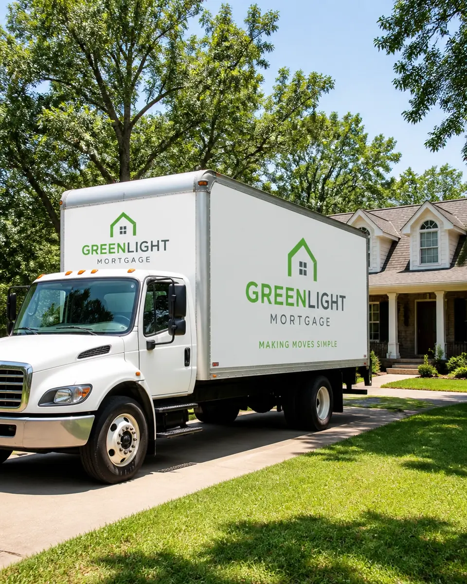 A Greenlight Mortgage branded moving truck