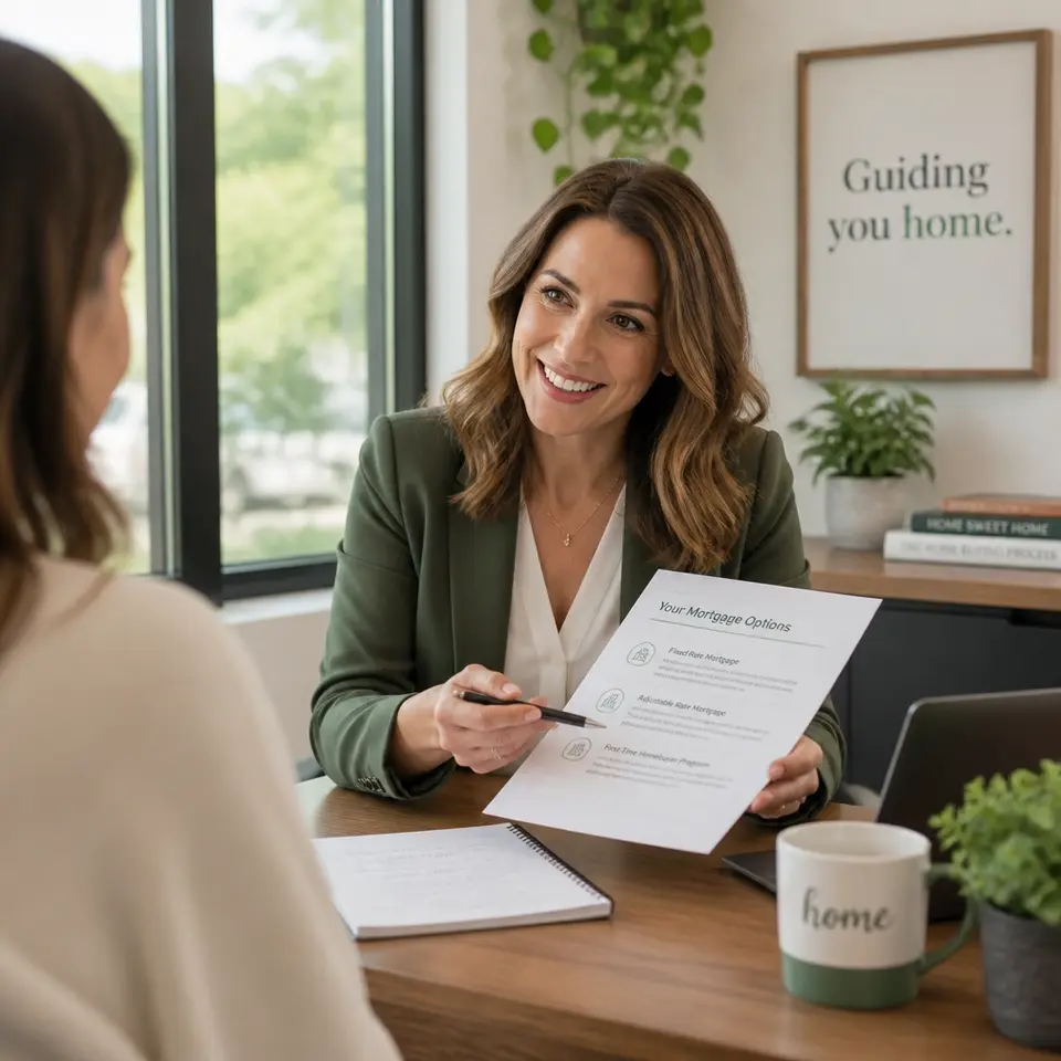 A friendly mortgage consultation at Greenlight Mortgage where the focus is on the client.