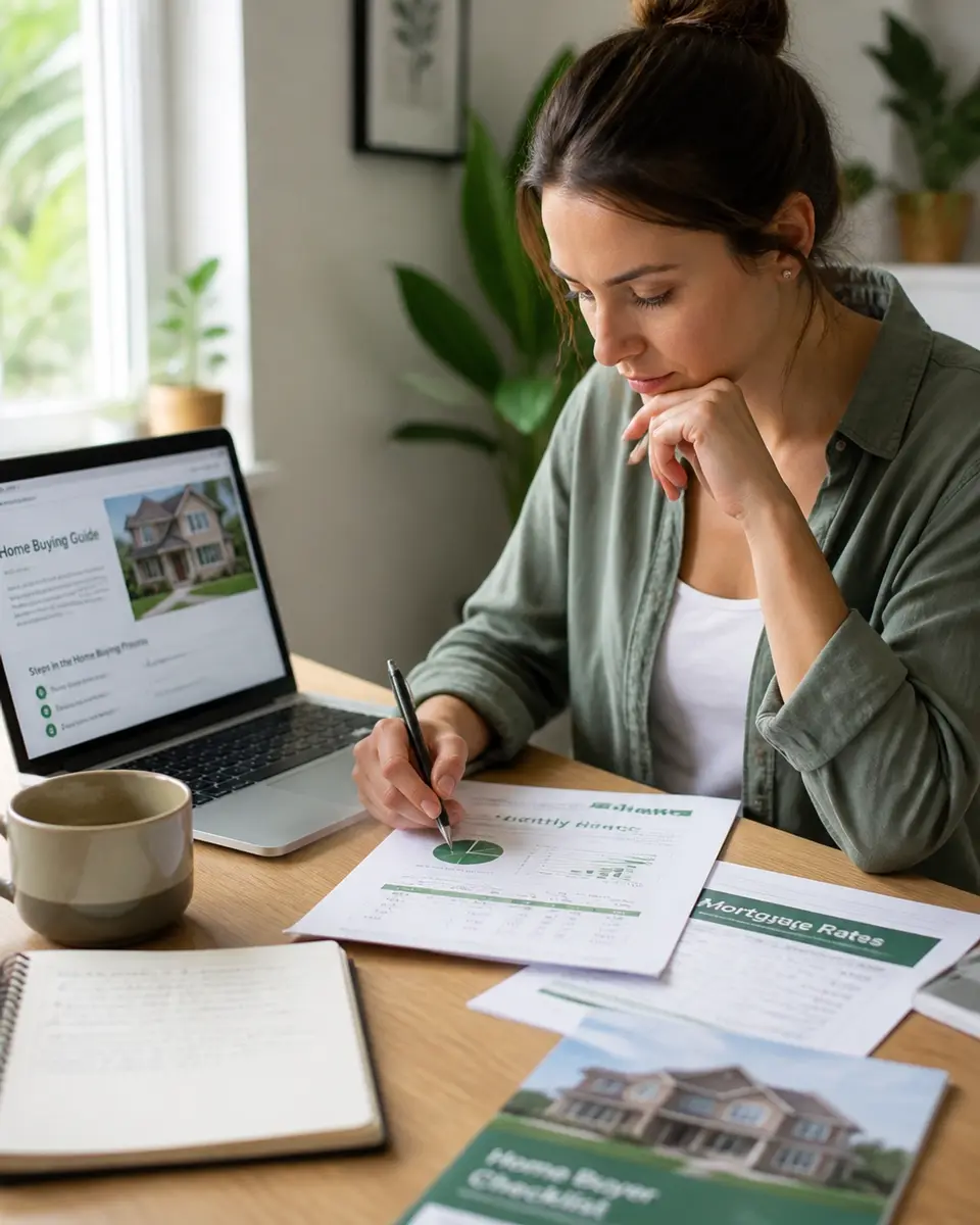 Person researching and comparing mortgage documents