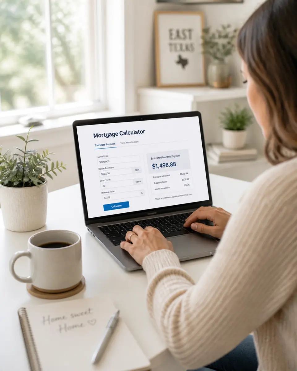 A person using a mortgage calculator to plan their future