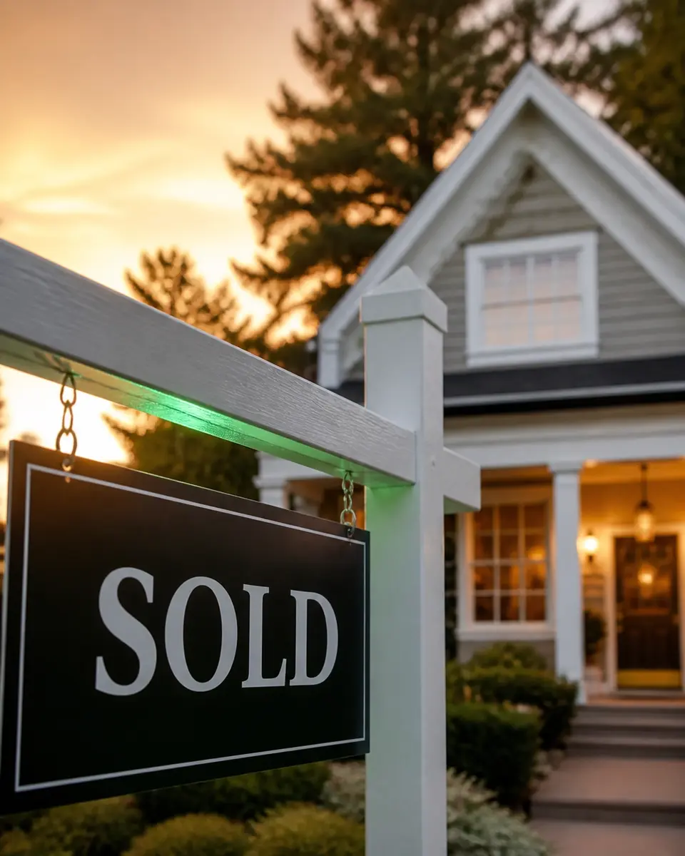 A close-up of a 'Sold' sign in a Longview neighborhood, symbolizing a successful home purchase.