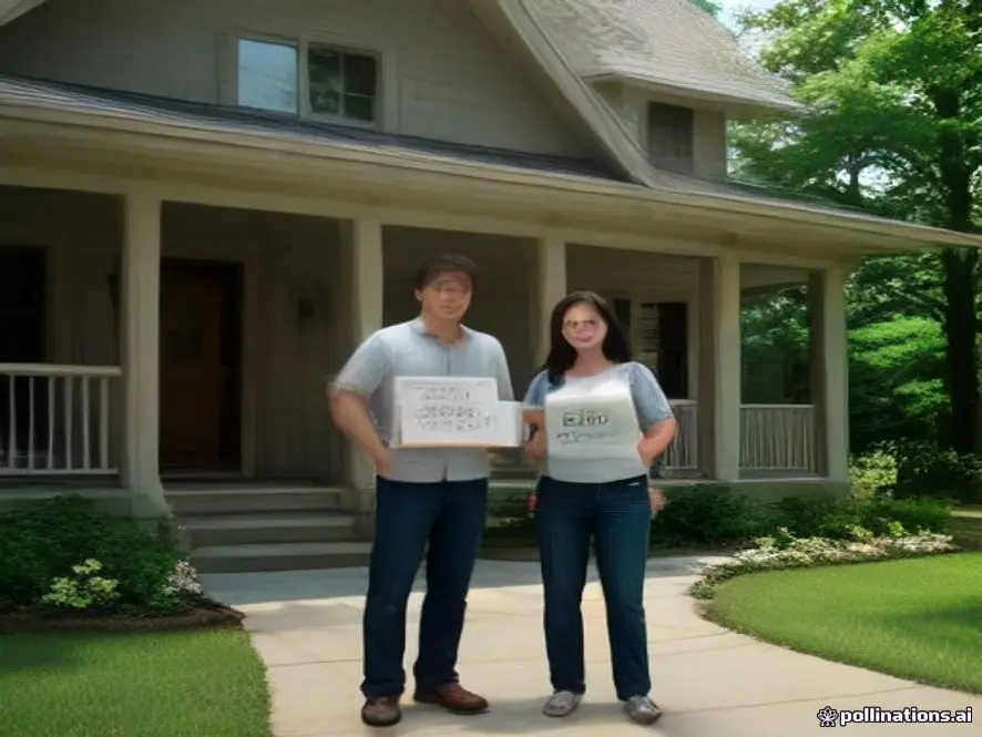 A happy couple standing in front of their new home in East Texas, holding a
